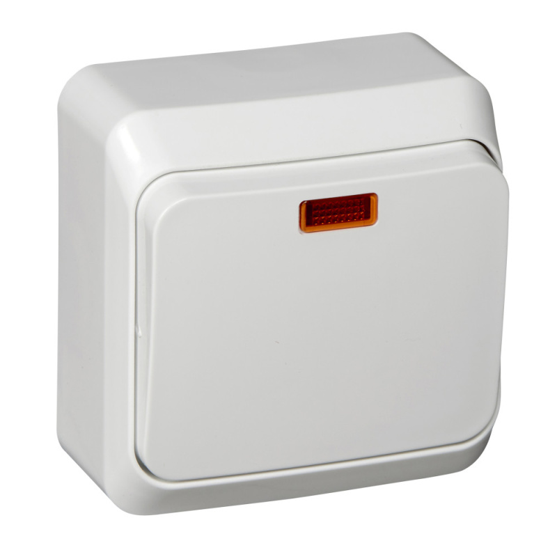 ЭТЮД Переключатель одноклавишный наружный с подсветкой белый сх.6 Systeme Electric BA10-007B