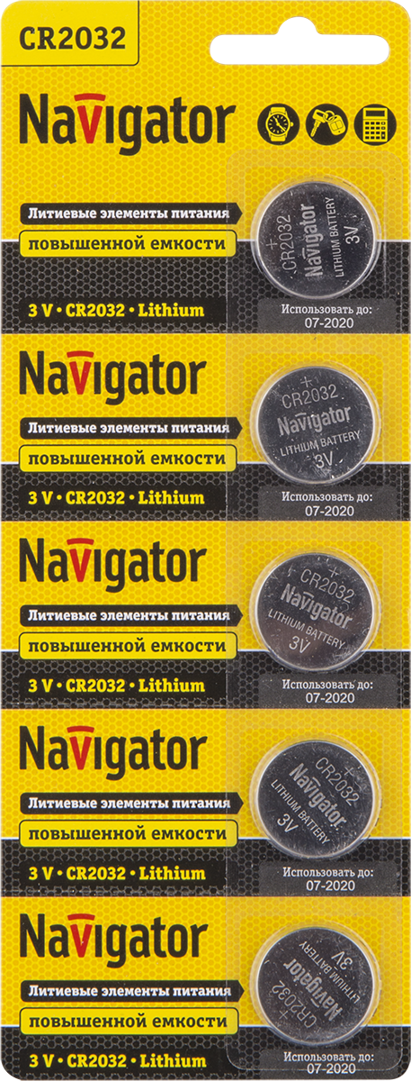 Элемент питания NBT-CR2032-BP5 Navigator Group 94765 17014