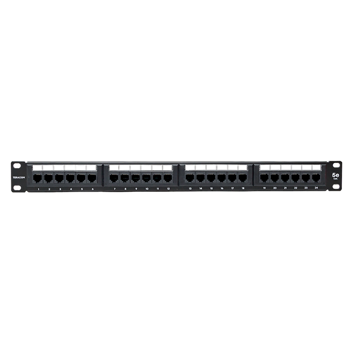 Патч-панель TERACOM 19'' Cat.5E 1U неэкранированная UTP 24 порта RJ-45 110 IDC EKF TRC-PPNL-5EUTP-1U24