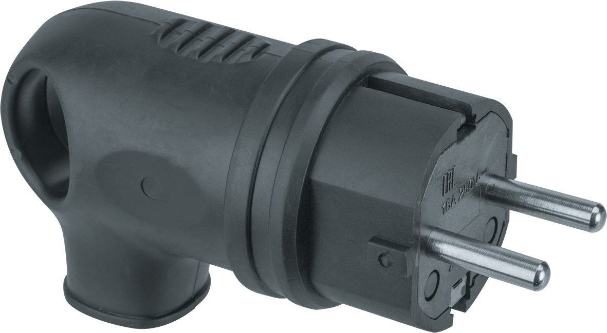 Вилка Navigator 61 367 NCA-PLR01-16A-E-IP44-BL угловая с заземлением каучук черная (61367) Navigator Group 20658