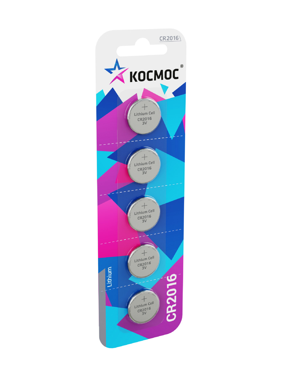 Элемент питания CR2016 3V Lithium 5BL Космос KOC20165BL