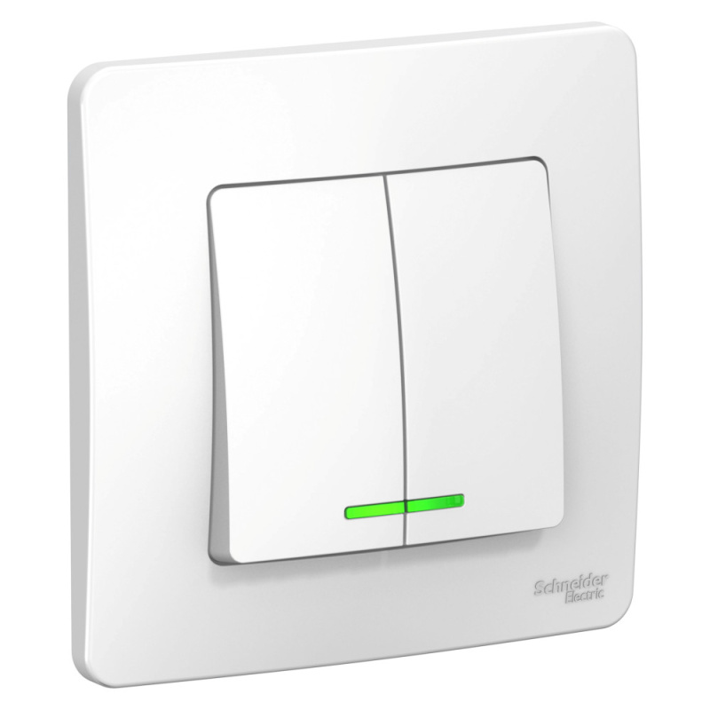 BLANCA скрытой установки двухклавишный выключатель (cх.5) с подсветкой, 6а, 250в, белый Systeme Electric BLNVS006511 Systeme Electric BLNVS006511