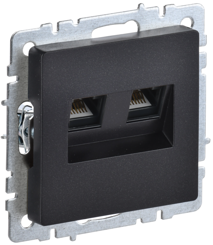 BRITE Розетка компьютерная двойная RJ45 кат.5E РК10-2-БрЧ черный IEK BR-K20-1-K02