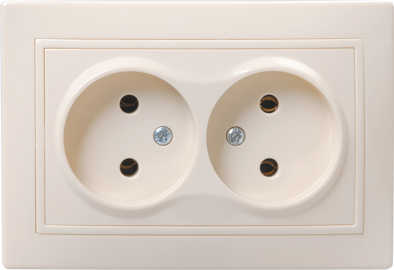 КВАРТА Розетка двойная без заземления в сборе безшторок кремовый IEK ERK23-K33-10-DM