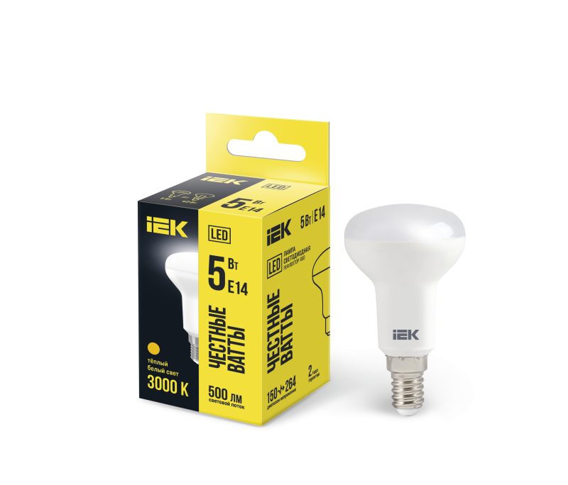 Лампа светодиодная LED рефлекторная 5вт E14 R50 тепло-белый ECO IEK LLE-R50-5-230-30-E14