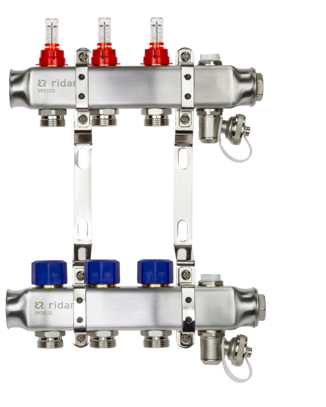 Коллекторная группа SSM-3RF set 3 контура 1' x 3/4' с расходомерами и кронштейнами Ридан 088U0953R 088U0953R