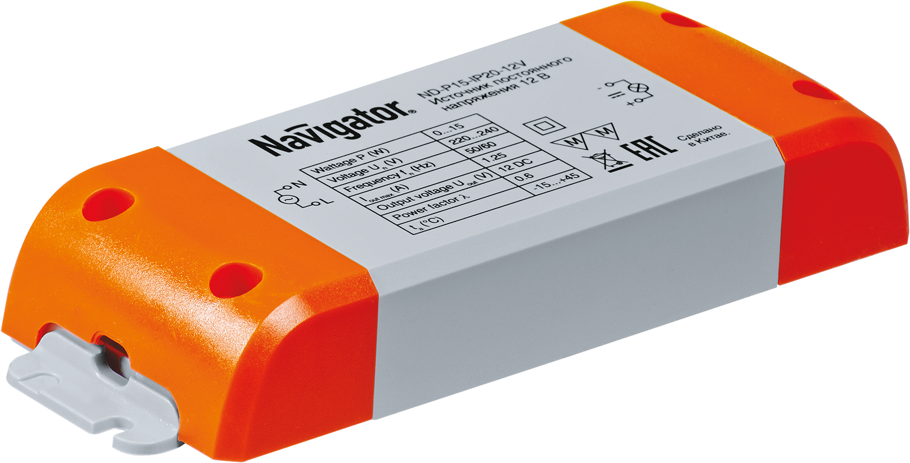 Драйвер светодиодный LED 15w 12v Navigator Group 71460 ND-P-IP20 18075