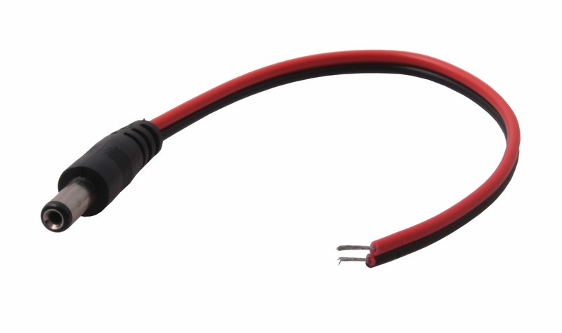 Разъем питания штекер 2.1х5.5x10мм с проводом 20см (etm14-0313) REXANT