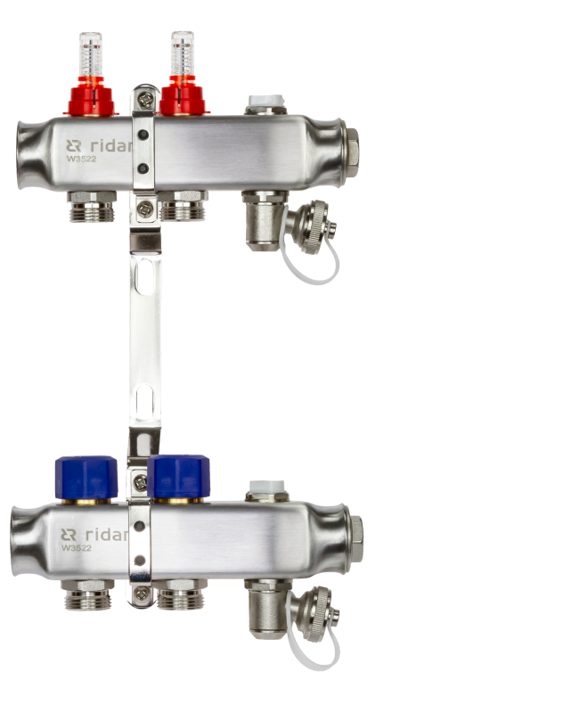 Коллекторная группа SSM-2RF set 2 контура 1' x 3/4' с расходомерами и кронштейнами Ридан 088U0952R 088U0952R