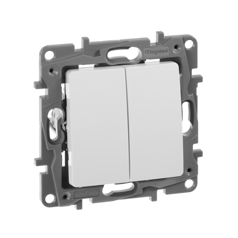 ETIKA Переключатель двухклавишный белый автоматические зажимы 10AX Legrand 672212