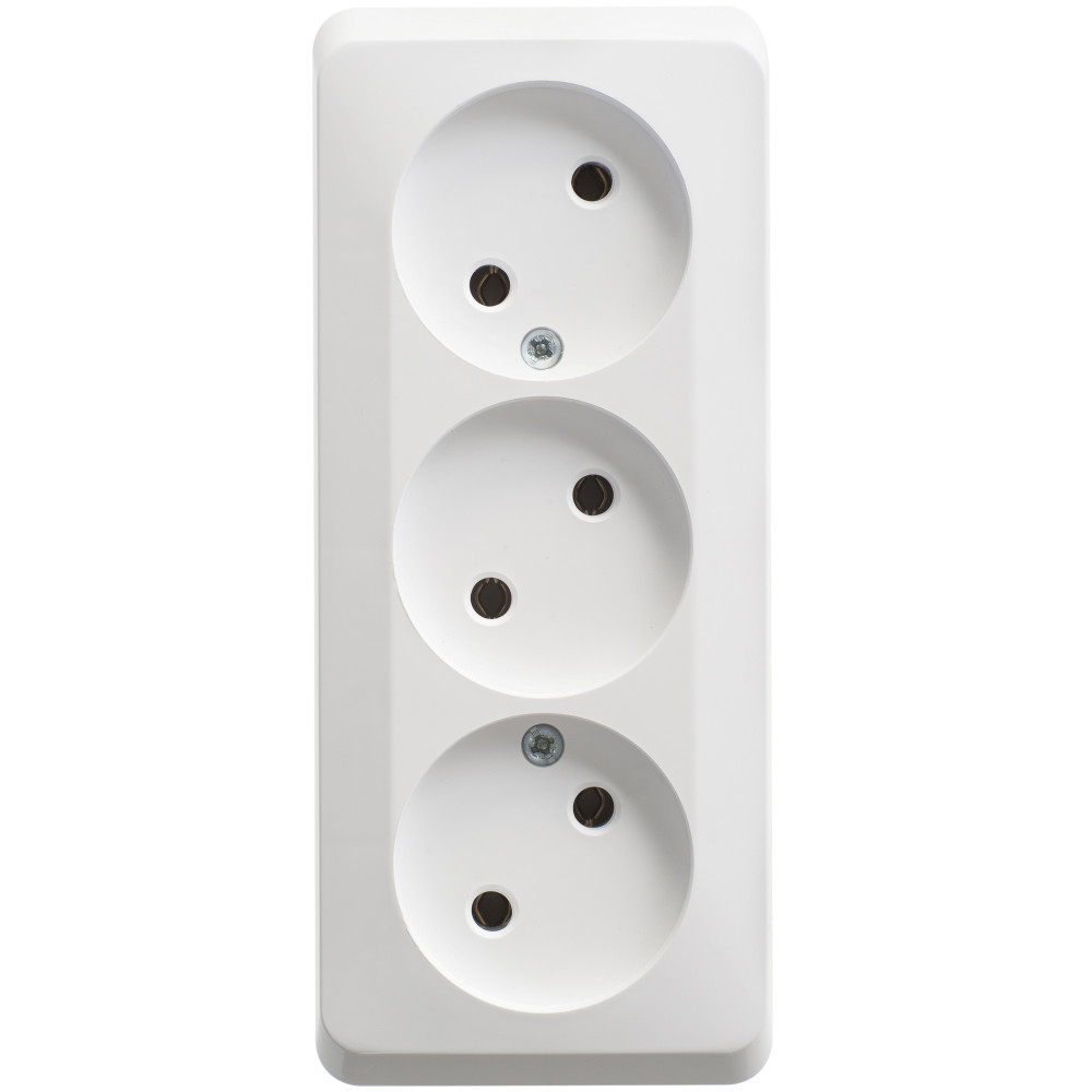 ЭТЮД Розетка тройная открытой установки без заземления без шторок 16А 250B, белый Systeme Electric PA16-009B Systeme Electric PA16-009B