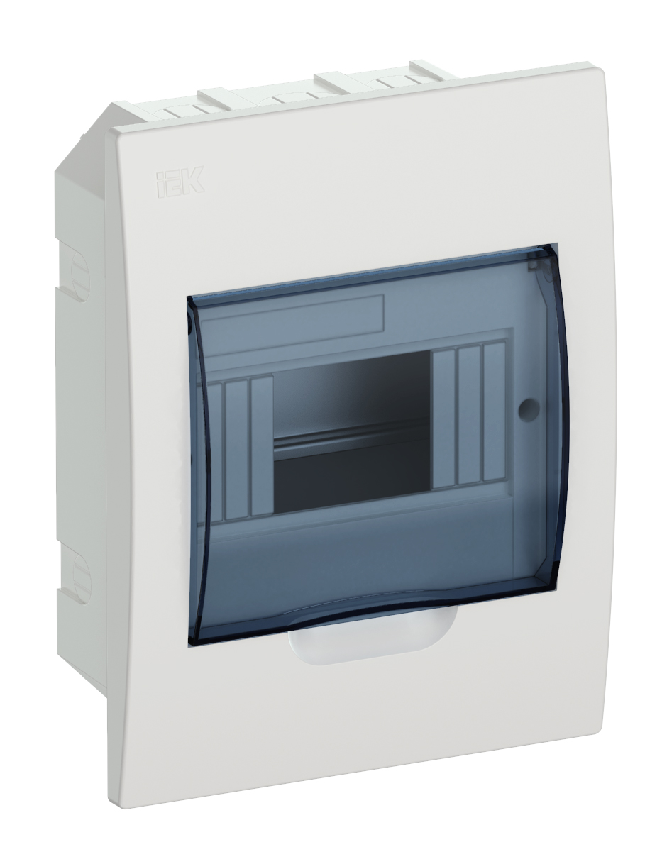 Щит распределительный встраиваемый ЩРв-П-6 IP41 пластиковый белый прозрачная дверь IEK MKP12-V-06-40-20
