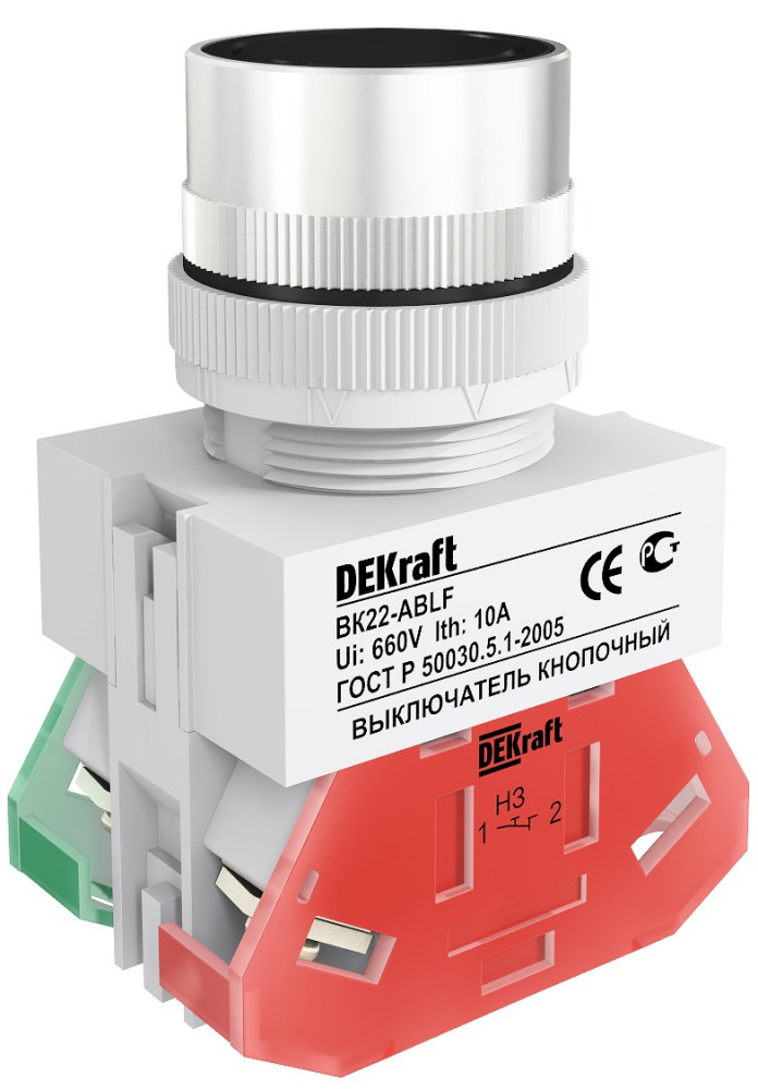 Кнопка черная выключения ABLF-22 220В ВK-22 DEKraft 25012DEK