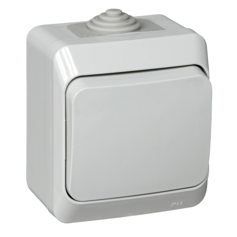 ЭТЮД Выключатель одноклавишный наружный IP44 серый Systeme Electric BA10-041C