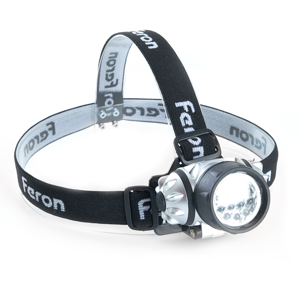 Фонарь светодиодный налобный на батарейках 3xAAA 1w 7LED IP44 пластик FERON 41707