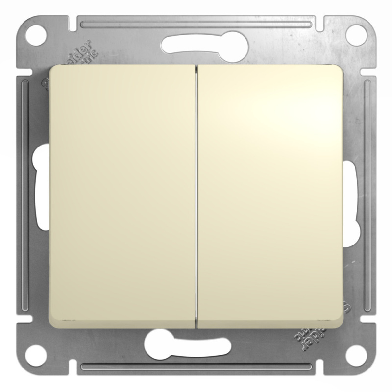 GLOSSA Переключатель двухклавишный в рамку бежевый сх.6 Systeme Electric GSL000265
