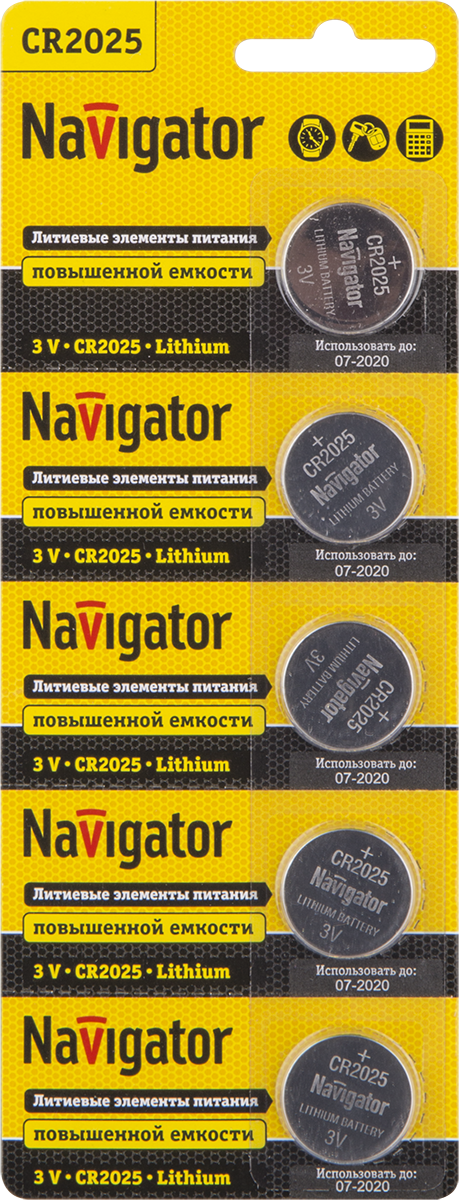 Элемент питания NBT-CR2025-BP5 Navigator Group 94764 17013