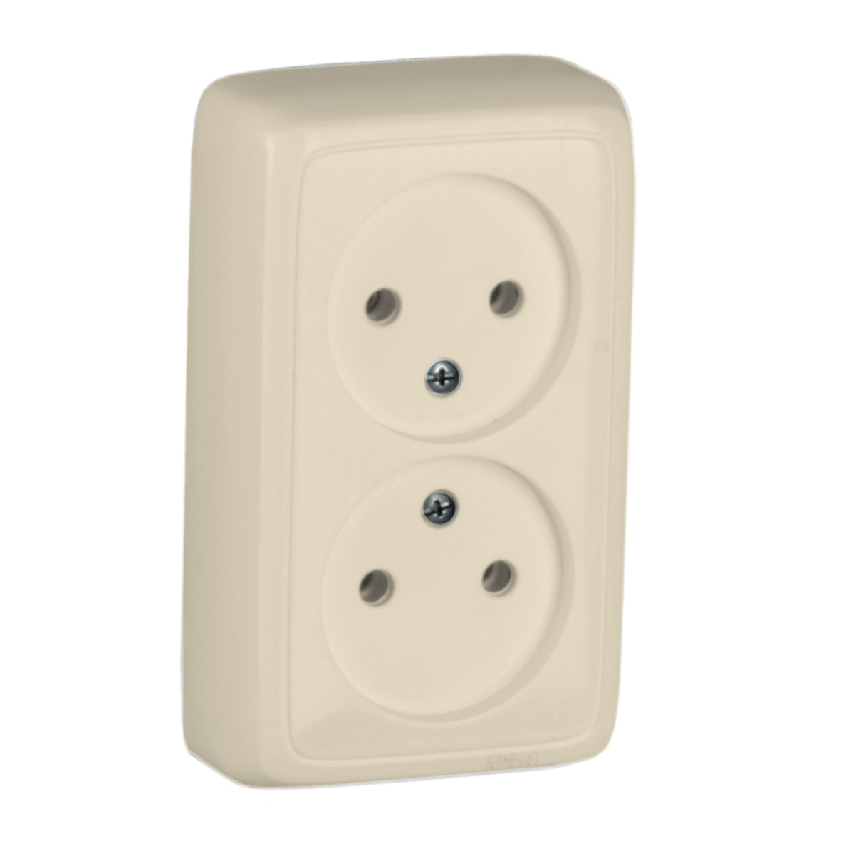 Розетка двойная наружная с изоляционной пластиной слоновая кость (РА16-143-01) HEGEL