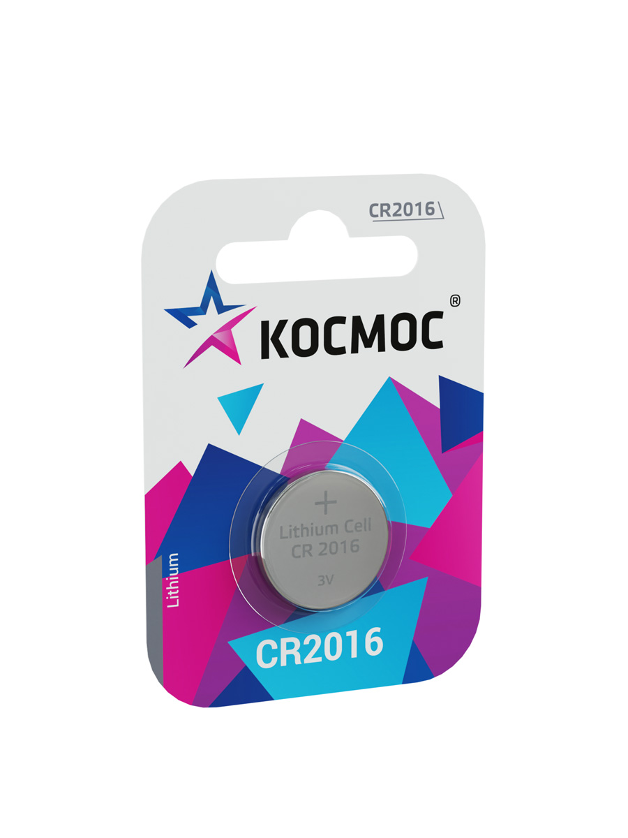 Элемент питания CR2016 3V Lithium 1BL Космос KOC20161BL