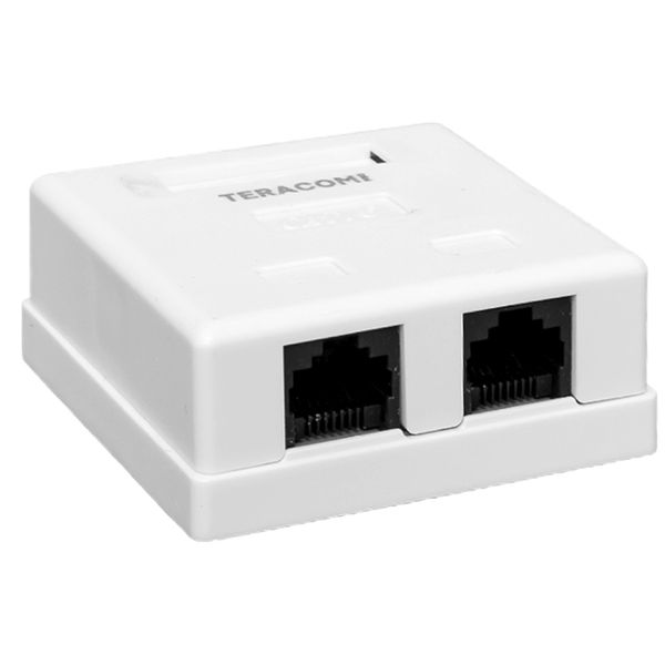 Розетка настенная TERACOM PRO Cat.6 неэкранированная 2 порта RJ-45 Dual IDC белая EKF TRP-WBOX-2RJ45-6UTP-WH
