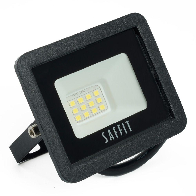 Прожектор светодиодный ДО-10w 4000К 900Лм IP65 черный SAFFIT SFL90-10 55074