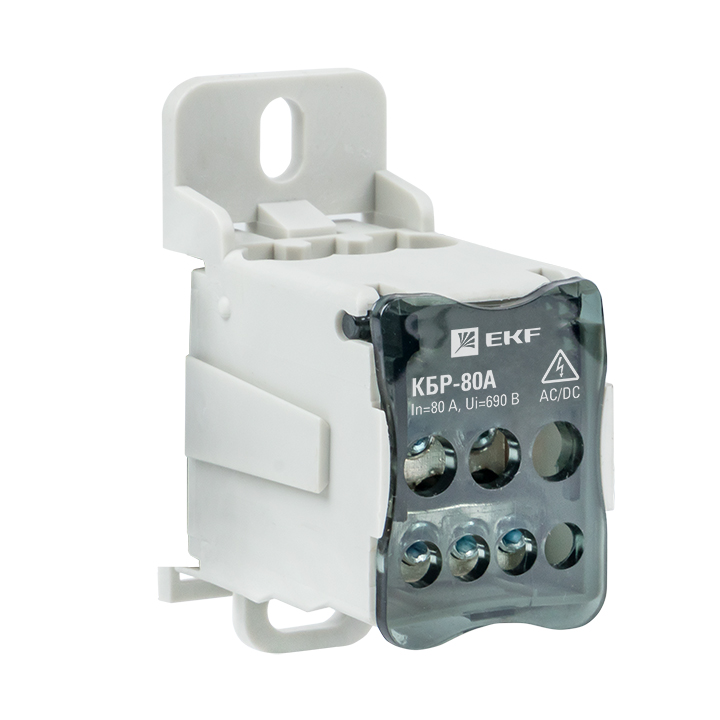 Блок распределения (Кросс) крепеж на панель DIN КБР-80А (plc-kbr80) EKF