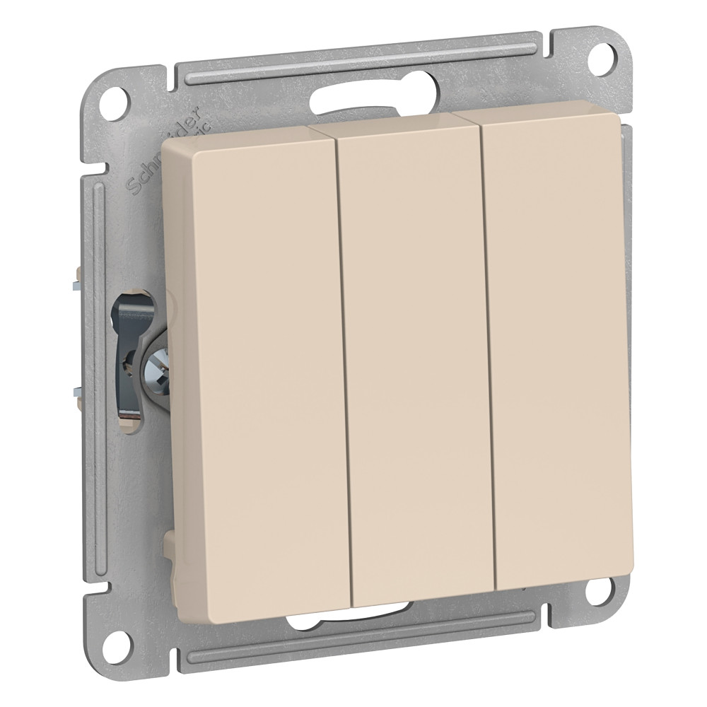 Выключатель трехклавишный ATLASDESIGN схема 1+1+1 10АХ механизм бежевый Systeme Electric ATN000231 ATN000231