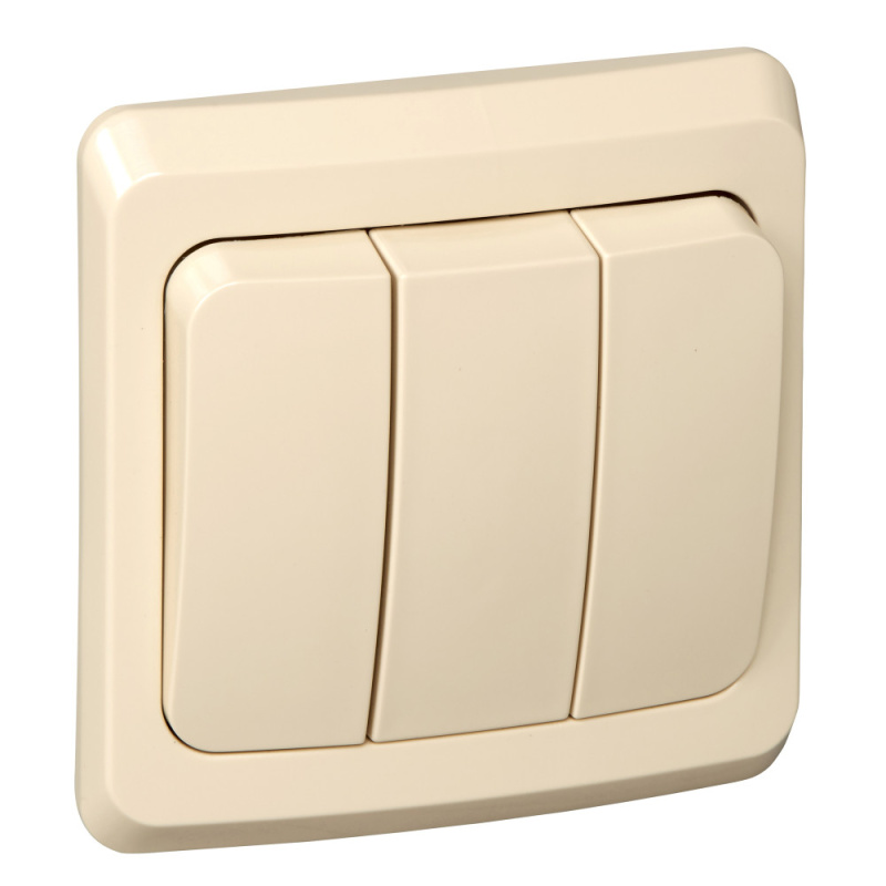 ЭТЮД Выключатель трехклавишный скрытый бежевый Systeme Electric BC10-003K