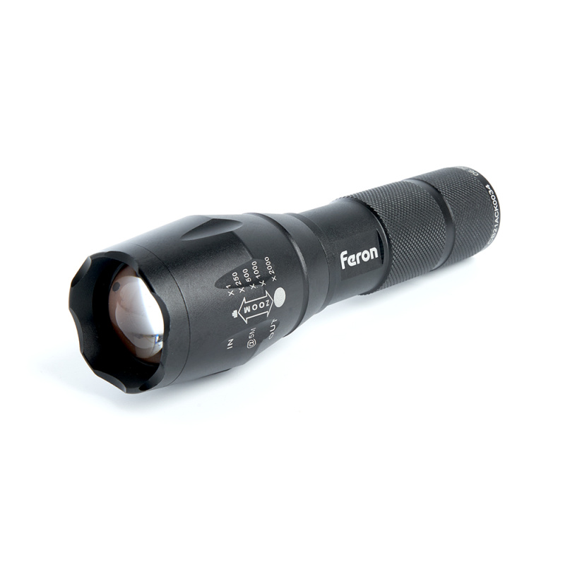 Фонарь светодиодный аккумуляторный USB ZOOM алюминий FERON 41682