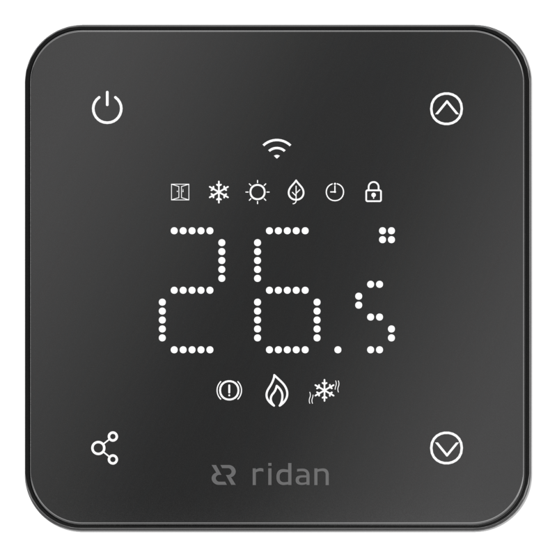 Термостат комнатный сенсорный встраиваемый Rsmart-FB с Wi-Fi подключением черный Ридан 088L1144R