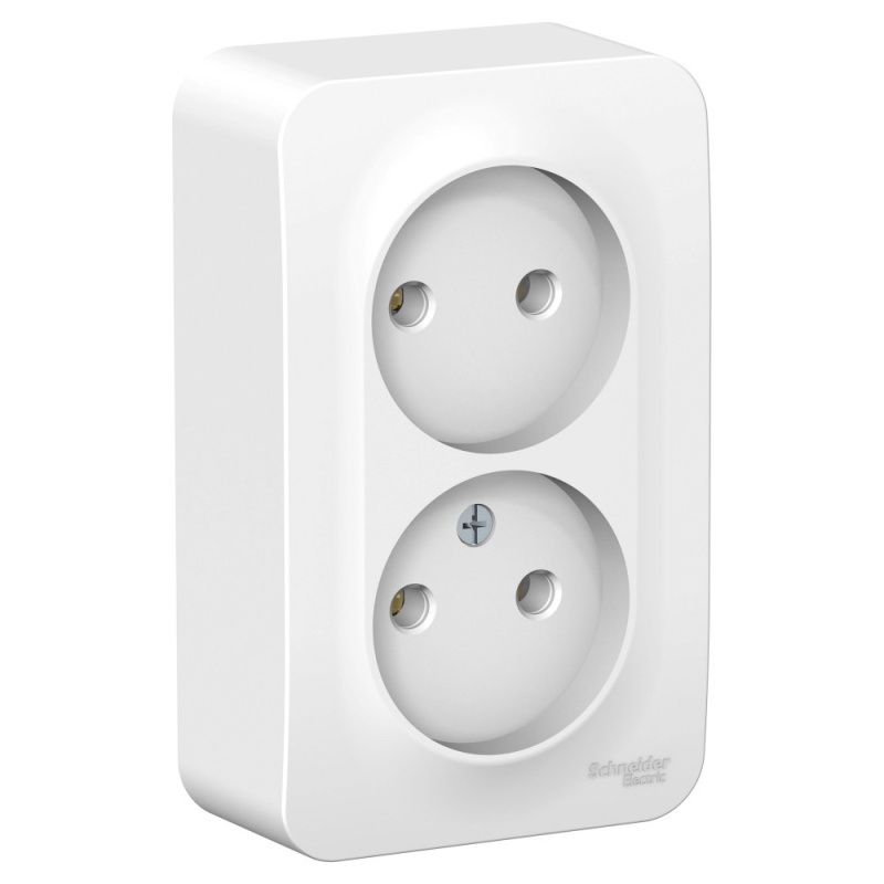 BLANCA  розетка наружная  двойная без заземления без шторок, 16А, 250В, белый Systeme Electric BLNRA000201 BLNRA000201
