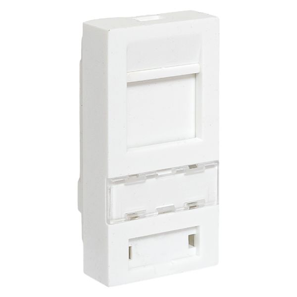 Вставка розеточная TERACOM PRO 45x22.5мм формат Mosaic на 1 модуль Keystone со шторкой и маркером белая EKF TRP-INS-MOS-1M1P-WH