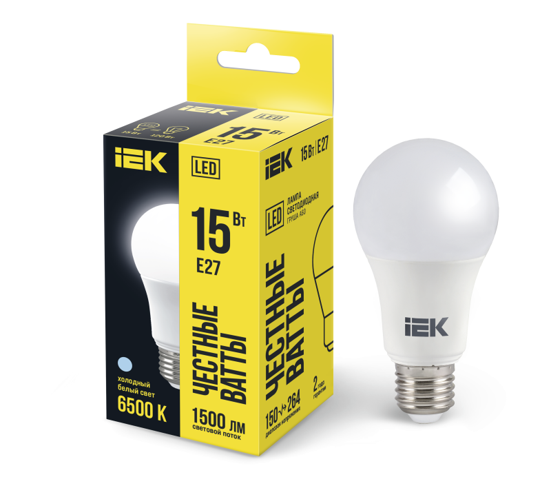 Лампа светодиодная LED 15вт Е27 дневной ECO IEK LLE-A60-15-230-65-E27