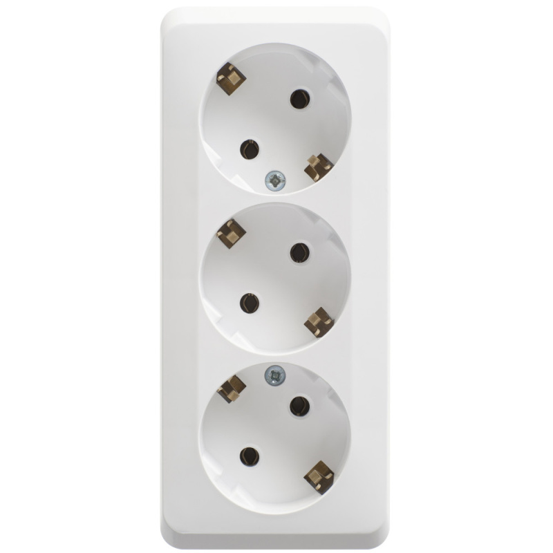 ЭТЮД Розетка тройная открытой установки с заземлением без шторок 16А 250B, белый Systeme Electric PA16-011B Systeme Electric PA16-011B