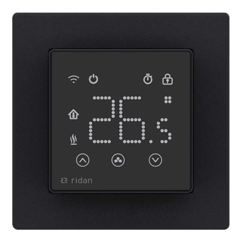 Термостат комнатный сенсорный встраиваемый Rsmart-SB с Wi-Fi подключением черный Ридан 088L1143R