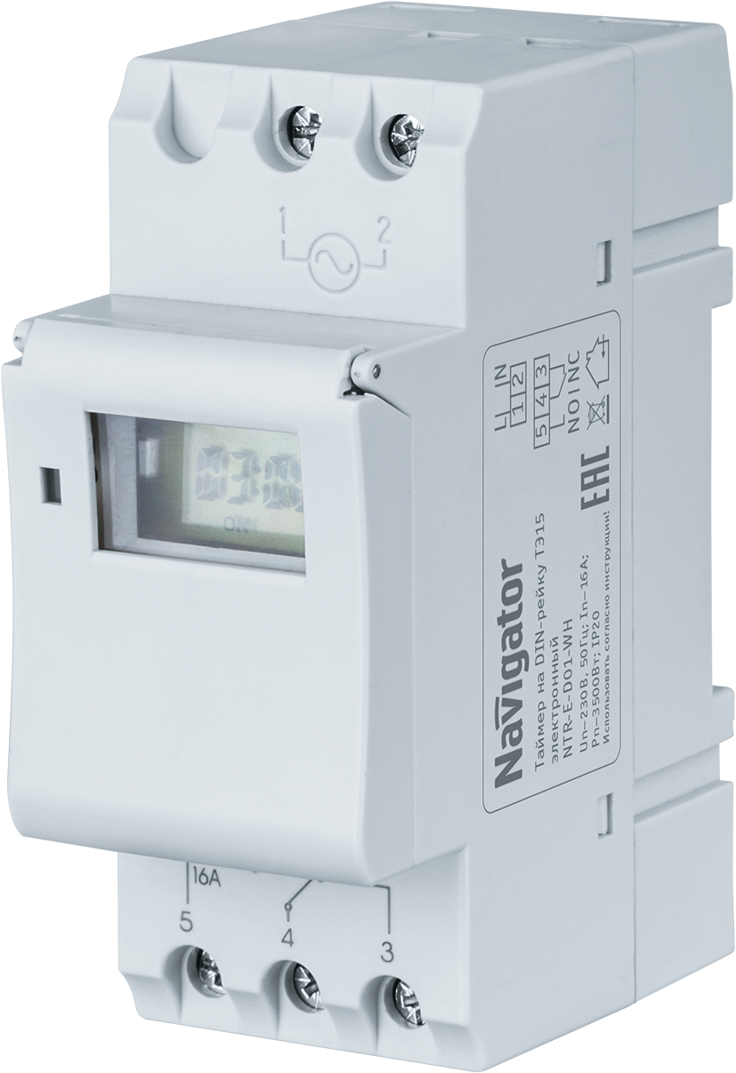 Таймер Navigator 61 559 NTR-E-D01-GR на DIN-рейку электрон. Navigator Group 61559 20977