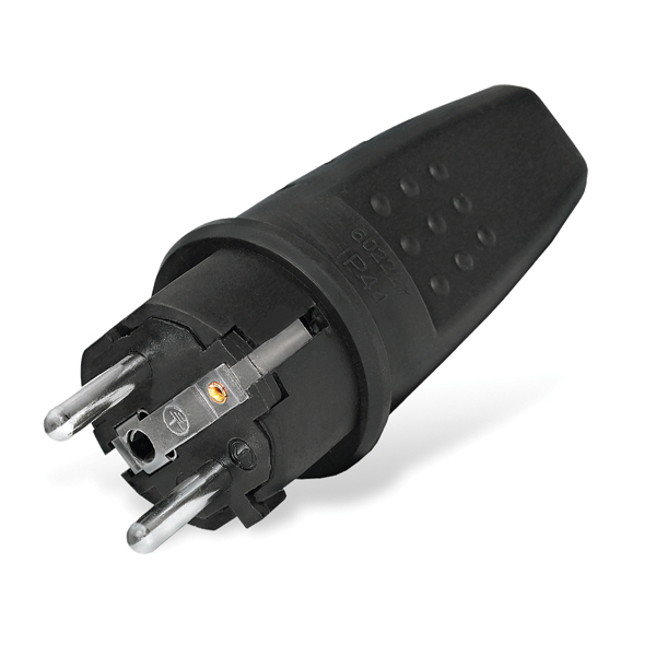 Вилка UNIVersal прямая c/з каучук 16А 250В IP44 (еврослот) 602227