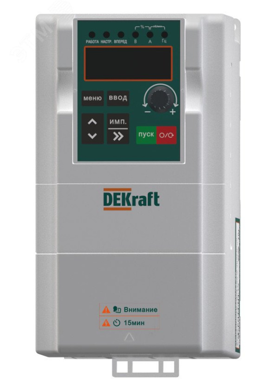 Преобразователь частоты DEKV060-1.5кВт 3 фазы 380В с торм. Модулем DEKraft DEKV060G1R5T4B