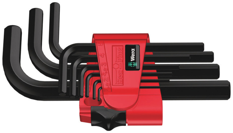 Набор Г-образных ключей 1.5 - 10 мм 9 предметов. 950/9 Hex-Plus BlackLaser 7 (WE-021737) Wera