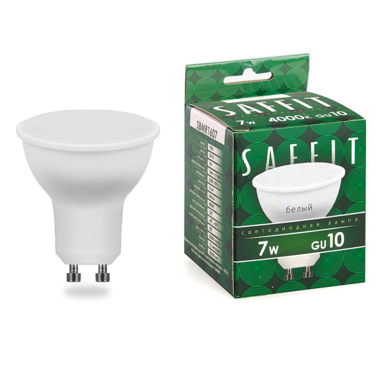 Лампа светодиодная LED 7вт 230в GU10 белый SAFFIT 55146
