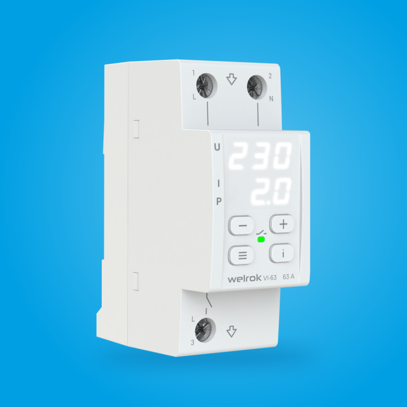 Реле напряжения c контролем тока Welrok VI-63 Вэлрок 4660251140274