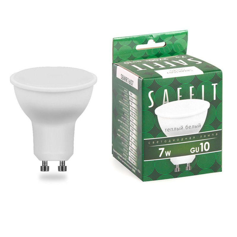 Лампа светодиодная LED 7вт 230в GU10 теплый SAFFIT SBMR1607 55145
