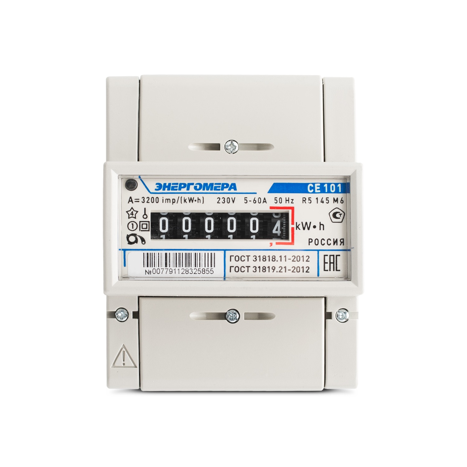 Счетчик электроэнергии CE101 R5 145 M6 однофазный однотарифный, 5(60), кл.точ. 1.0, D, ЭМОУ (101001003007791) Энергомера 101001003007791