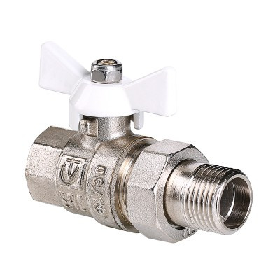 Кран шаровой со сгоном 3/4' ВН белая ручка бабочка BASE (VT.227.NW.05) VALTEC AAV227005W