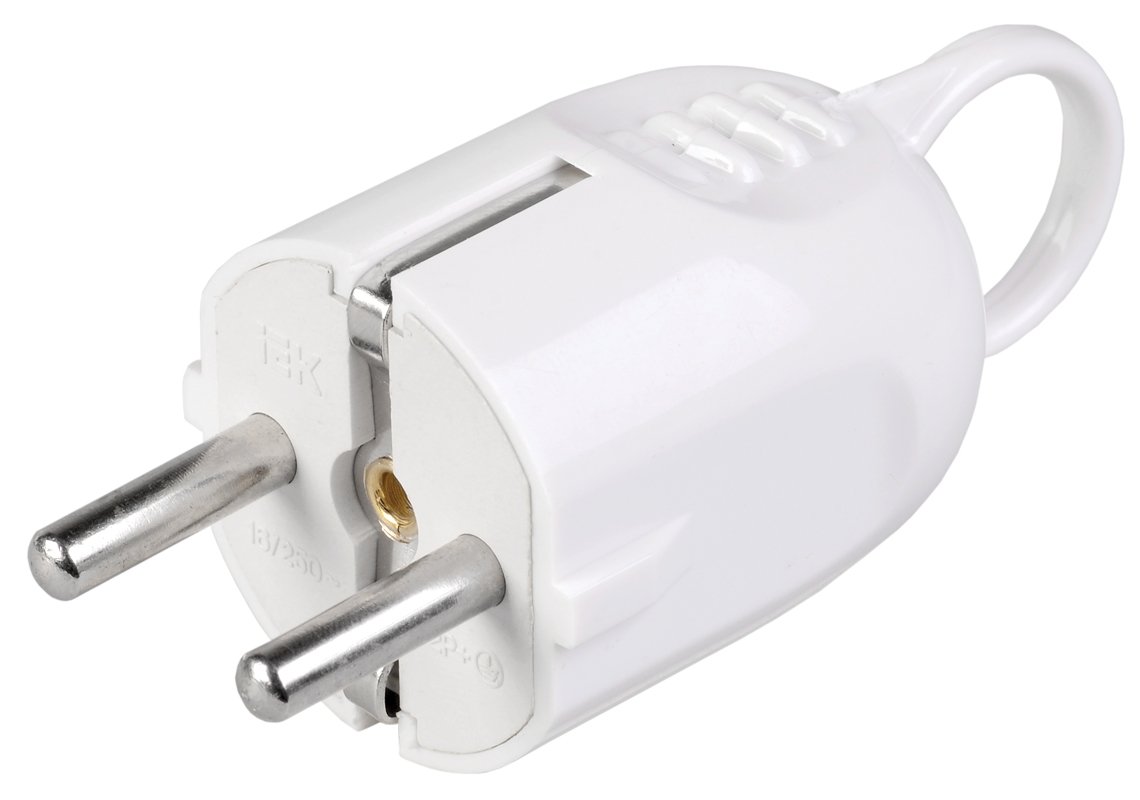 Евровилка угловая с ушком белая 16А IEK EVP12-16-01-K01