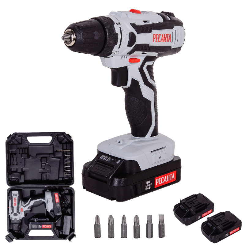 Дрель-шуруповерт аккумуляторная ДА-18-2ЛК Ресанта 75/14/5