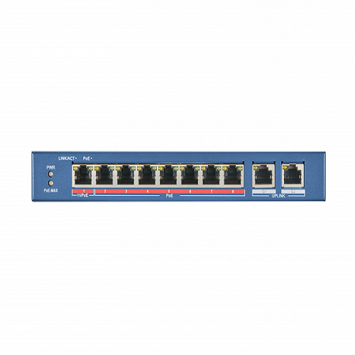 Коммутатор неуправляемый PoE 8 портов 10/100 Мб/с, 2хRJ45, грозозащита 6 кВ Hikvision 301801717