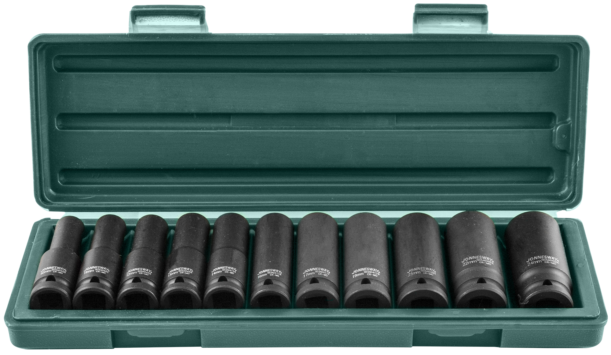 Набор головок торцевых ударных глубоких 1/2''DR, 10-24 мм, 11 предметов Jonnesway 047193
