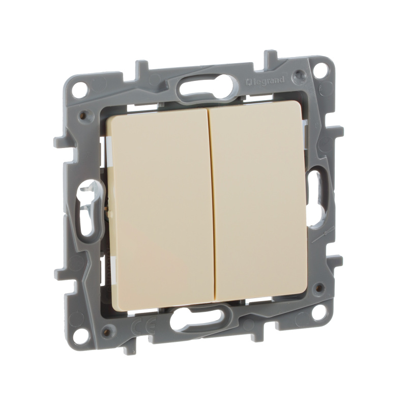 ETIKA Переключатель двухклавишный слоновая кость автоматические зажимы 10AX Legrand 672312