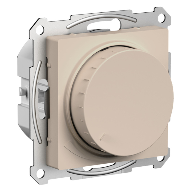 ATLASDESIGN СВЕТОРЕГУЛЯТОР (диммер) повор-нажим,  LED, RC, 400Вт, мех., ПЕСОЧНЫЙ Systeme Electric ATN001223